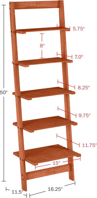 5-Tier Ladder Shelf, Narrow Leaning Bookshelf, White, 50" view 12