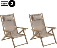 Beach Chair - Outdoor Weather-Resistant Wood Folding Chair view 14