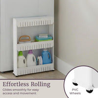 3 Tier Shelf Rolling Cart, 5"x19.5"x28" view 6