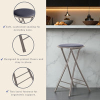 Folding Stool with Padded Backless Seat Set of 4, Gray, 24" view 4