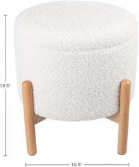 Round Sherpa Storage Ottoman Pouf with Removable Lid view 3