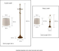 Table and Floor Lamps, Bronze, Set of 3, 11"x24.5"/14"x63.5" view 6