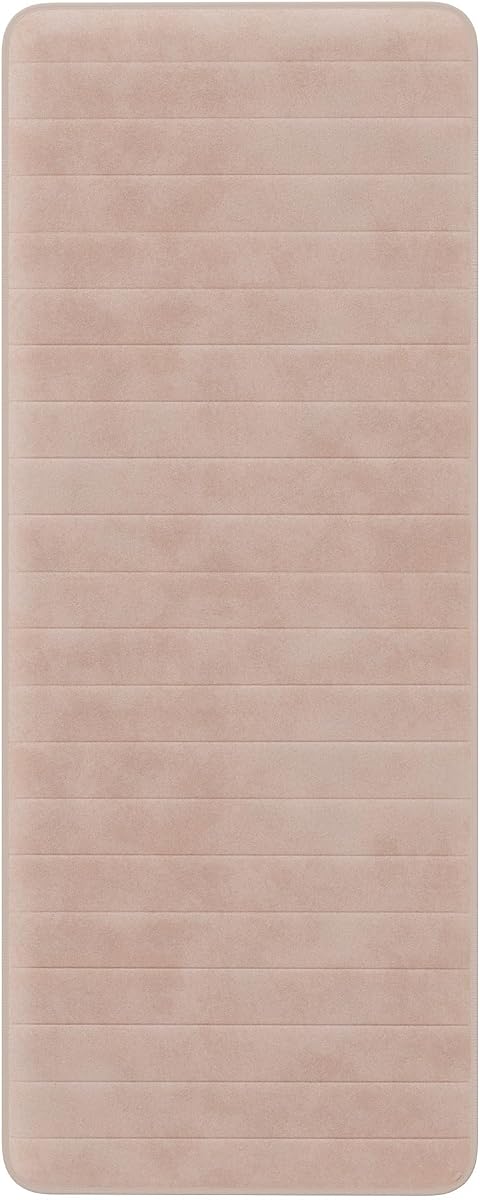 Oversized Bathroom Rug-Memory Foam Bath Mat in Beige Textured &mdash; Lavish Home