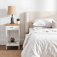 Side Table - Small Night Stand with Drawer and Open Storage view 6