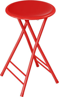 Folding Stool with Padded Backless Seat Set of 4, Gray, 24" view 7