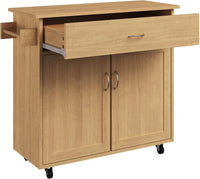 Mobile Kitchen Island with Spice Rack & Storage Cabinet, White view 9