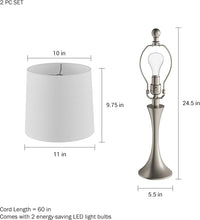 Table Lamps - Set of 2 Mid-Century Modern Lights with Metal view 6