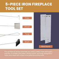 5-Piece Fireplace Tools Set - Fire Tools for Fire Places view 8