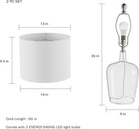 Table Lamps - Set of 2 Cloche Style Glass Modern Farmhouse view 3
