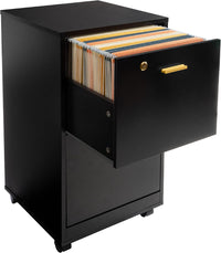 2-Drawer Wooden File Cabinet with Lock, Black, 16" x 27" view 3
