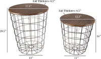 End Tables - Square Nesting Tables Set of 2, Brown Woodgrain view 8