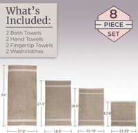 Rio 8 Piece 100% Cotton Towel Set - White & Silver view 22