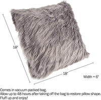 18" Plush Pillow - Luxury Square Accent Pillow Insert and Shag view 3