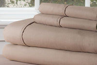 Brushed Microfiber Sheet Set-4 Piece Bed Linens-Fitted & Flat, Taupe view 3