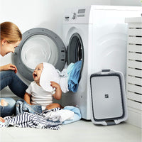 Collapsible Plastic Laundry Basket, Gray, 24.25"x17.5"x10.5" view 4