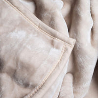 BH Solid Soft Heavy Thick Plush Mink Blanket 8 Pound - Beige view 3
