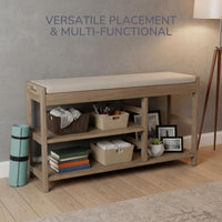 Shoe Bench - 3-Tier Wooden Shoe Rack for Entryway, Mudroom view 11