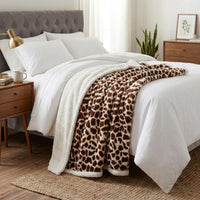 Sherpa Fleece Throw Blanket, Giraffe Print, 50" x 60" view 3
