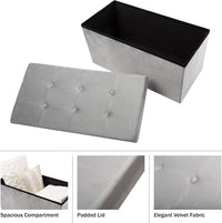 Storage Ottoman - Velvet Tufted Footrest, Linen, 15"D x 15"W x 15"H view 10