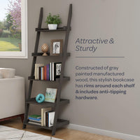 5-Tier Ladder Bookshelf, 69" view 5