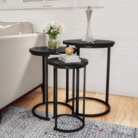 Round Nesting Tables Set of 3, Faux Marble Tabletop, White view 7