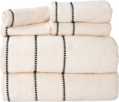 6PC Towel Set - 525GSM 100% Cotton Bathroom Essentials with 2, Beige