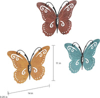 Butterfly Metal Wall Art, 3-Piece-Set view 3