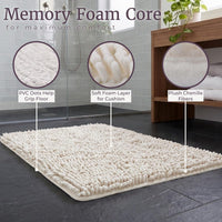2 Piece Memory Foam Shag Bath Mat - White, 32"x21"x1.25" view 3