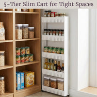 3 Tier Shelf Rolling Cart, White view 17