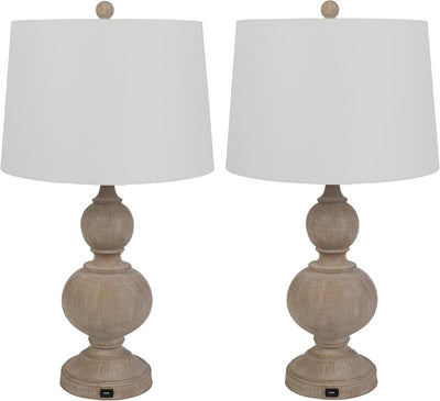 Set of 2 Table Lamps - Lamps with USB Charging Ports and LED