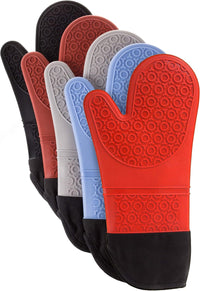 Silicone Oven Mitts - Extra Long Professional Quality Heat, cotton view 5