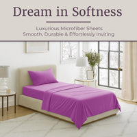 3-Piece Brushed Microfiber Twin Sheet Set, Purple view 5
