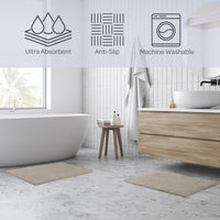 Bathroom Rugs - 2-Piece 2500GSM Cotton Bath Mat Set view 7