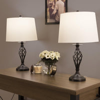 Spiral Cage Table Lamps - Set of 2 Oil-Rubbed Bronze, White view 1