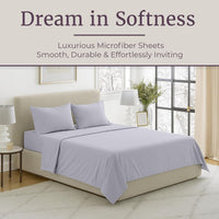 3-Piece Brushed Microfiber Twin Sheet Set, Purple view 67