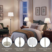 Brushed Steel Table Lamps, Silver view 11
