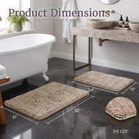 2 Piece Memory Foam Shag Bath Mat - Ivory, Standard view 2