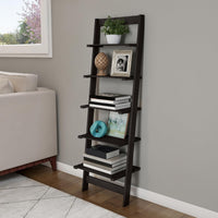 5-Tier Ladder Shelf, Narrow Leaning Bookshelf, White, 50" view 17