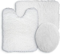 3 Piece Super Plush Non-Slip Bath Mat Rug Set - White view 1