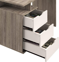 Computer Desk with 3-Drawer File Cabinet, Natural and White view 4