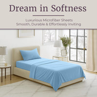 Brushed Microfiber Twin Sheets, Blue view 5