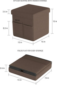 Set of 2 Ottomans with Storage Pockets view 10