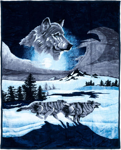 Wolf Blanket - 74x91-inch Printed Winter Wolf Blanket, 7.5-LB