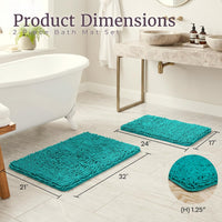 2 Piece Memory Foam Shag Bath Mat - Seafoam view 2