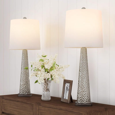 30 Inch Table Lamps Set of 2 Contemporary Hammered Glass