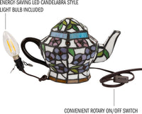 Teapot Lamp-Tiffany Style Stained Glass Table or Desk Light view 3