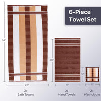 Bathroom Towels Set, Bathroom Accessories, Beige, Set of 6 view 6