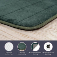 2 Piece Memory Foam Striped Bath Mat, Green view 5