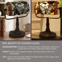 Tiffany Style Bankers Desk Lamp, (L) 10.5" x (W) 5" x (H) 12.5" view 6