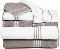 Rio 8 Piece 100% Cotton Towel Set - White & Silver view 1